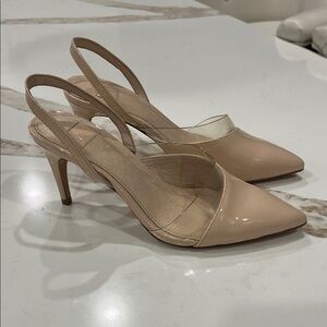 Louise et Cie Kareena Nude and clear trim slingback Heels